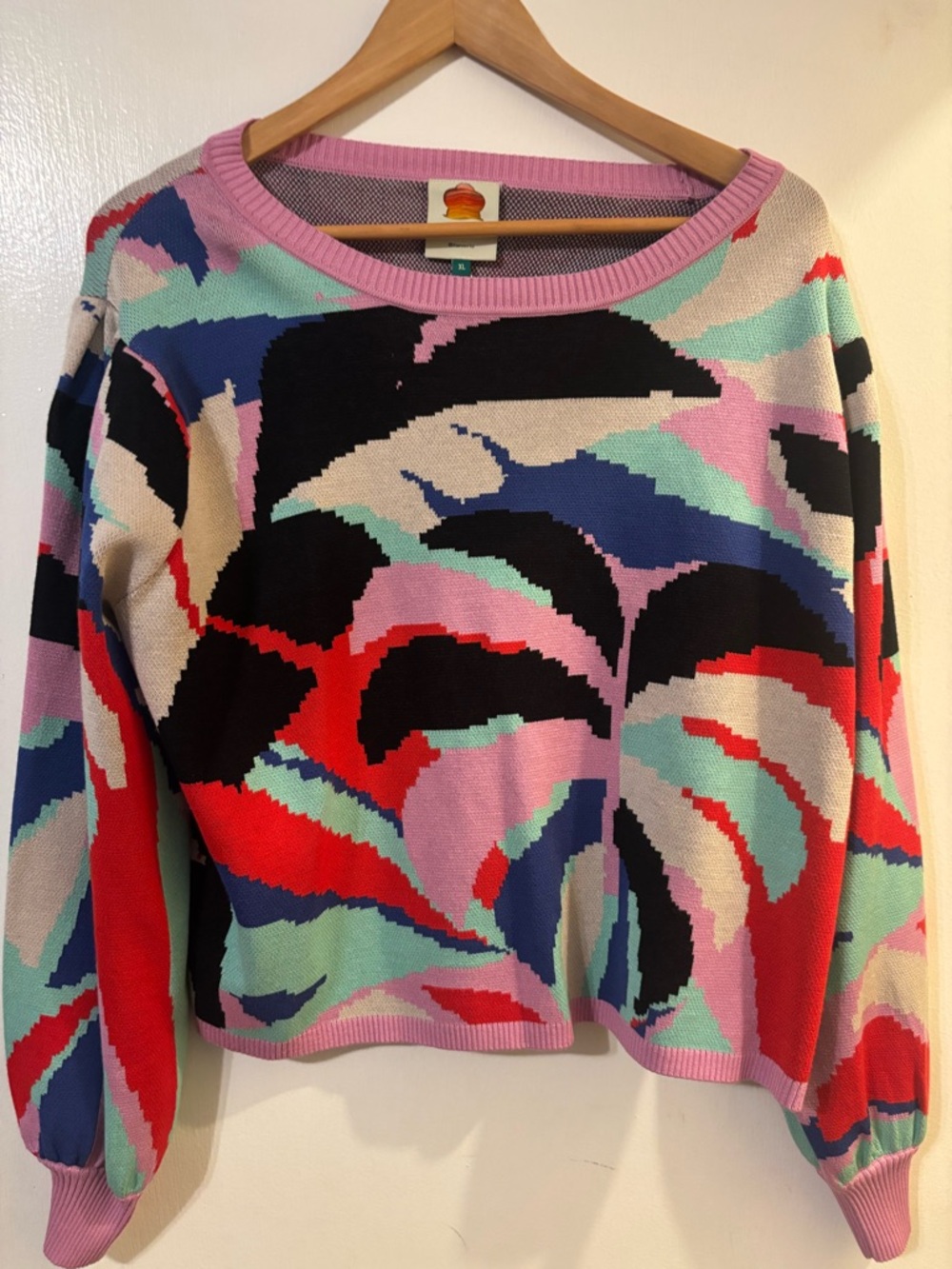 Farm Rio Vibrant Multicolor Abstract Crewneck Sweater - Women